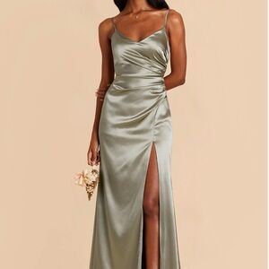 Birdy Grey Catherine Shiny Satin Moss Green Bridesmaid Dress